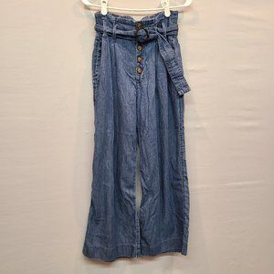 Abercrombie Fitch Jeans Wide Leg Paper Bag Waist Button Fly Womens Small